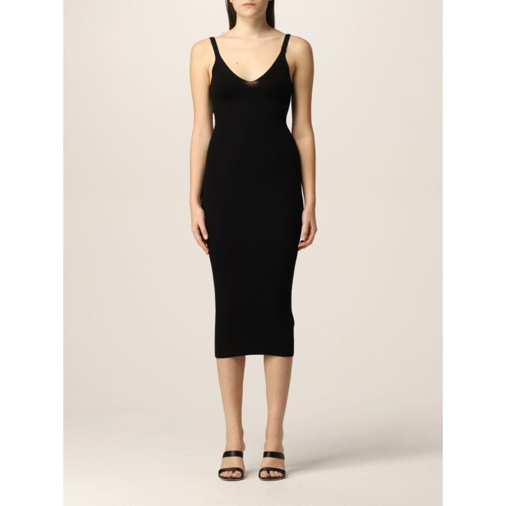GUESS Womens Black Stretch Fitted Sleeveless V Neck Midi Party Sweater Dress XL